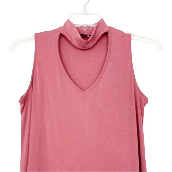 DREW Mauve Ribbed Choker Cut Out RIbbed Sleeveless Dress Sz S - Picture 2 of 6